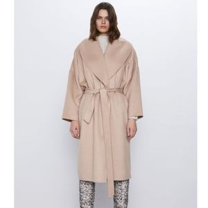 Zara Shawl Belted Wrap Coat NWT Small /Wool/Camel